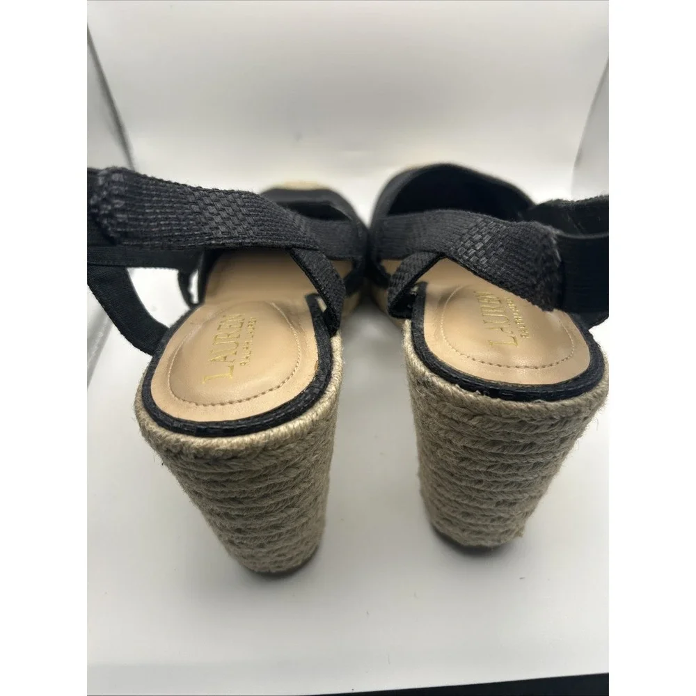 Lauren Ralph Lauren‎ Penelopie Espadrille Wedge Sandals Womens 10B Blue Leather